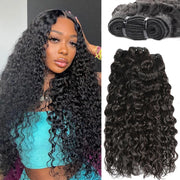 Water Wave Human Hair Bundles 100% Unprocessed Virgin Human Hair 26 28 30 Inch Water Wave 3 Bundles Curly Human Hair Brazilain Weave Bundles Natural Black