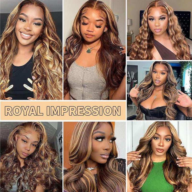 28 Inch Wear and Go Glueless Wigs Human Hair Pre Plucked Pre Cut 5X5 HD Transparent Lace Closure Wigs Human Hair 180% Density Benin Girls Wig P4/27 Highlight Ombre Body Wave Lace Front Wigs Human Hair Dealsforyoudays