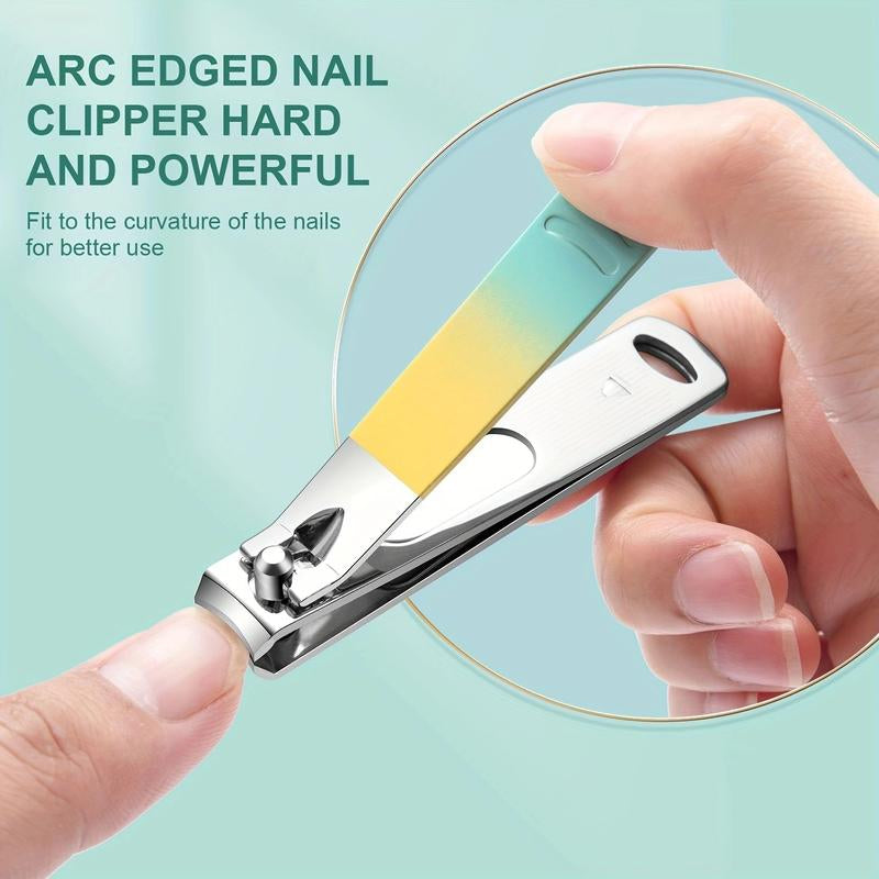 Manicure Set Nail Clipper Set Men Women Toe Finger Nail Clipper Personal Care Toolswith Portable Travel Case Manicure Pedicure Tools Grooming Kit Gift for Men Womenfamily Friends Wife (Gradient Color)