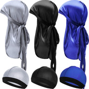 6 Pieces Kids Satin Durags with Wave Caps Set Unisex 360 Wave Headwraps with Long Tail and Wide Straps
