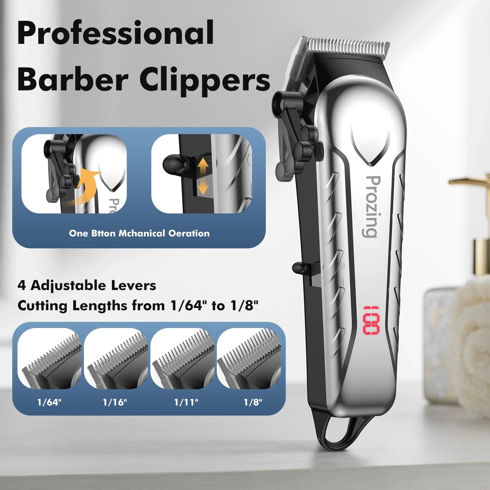Hair Clippers for Men, Professional Cordless Barber Clippers Trimmer with 10 Combs, Haircut Gift for Him
