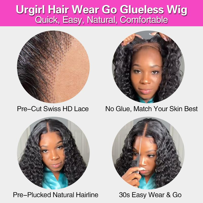 HD Lace Front Wigs Human Hair Kinky Curly Wigs Wear & Go Glueless Lace Wigs for Women No Glue 4X6 Lace Pre Cut Wig Human Hair Wigs Transparent Lace Closure Wigs 180% Density