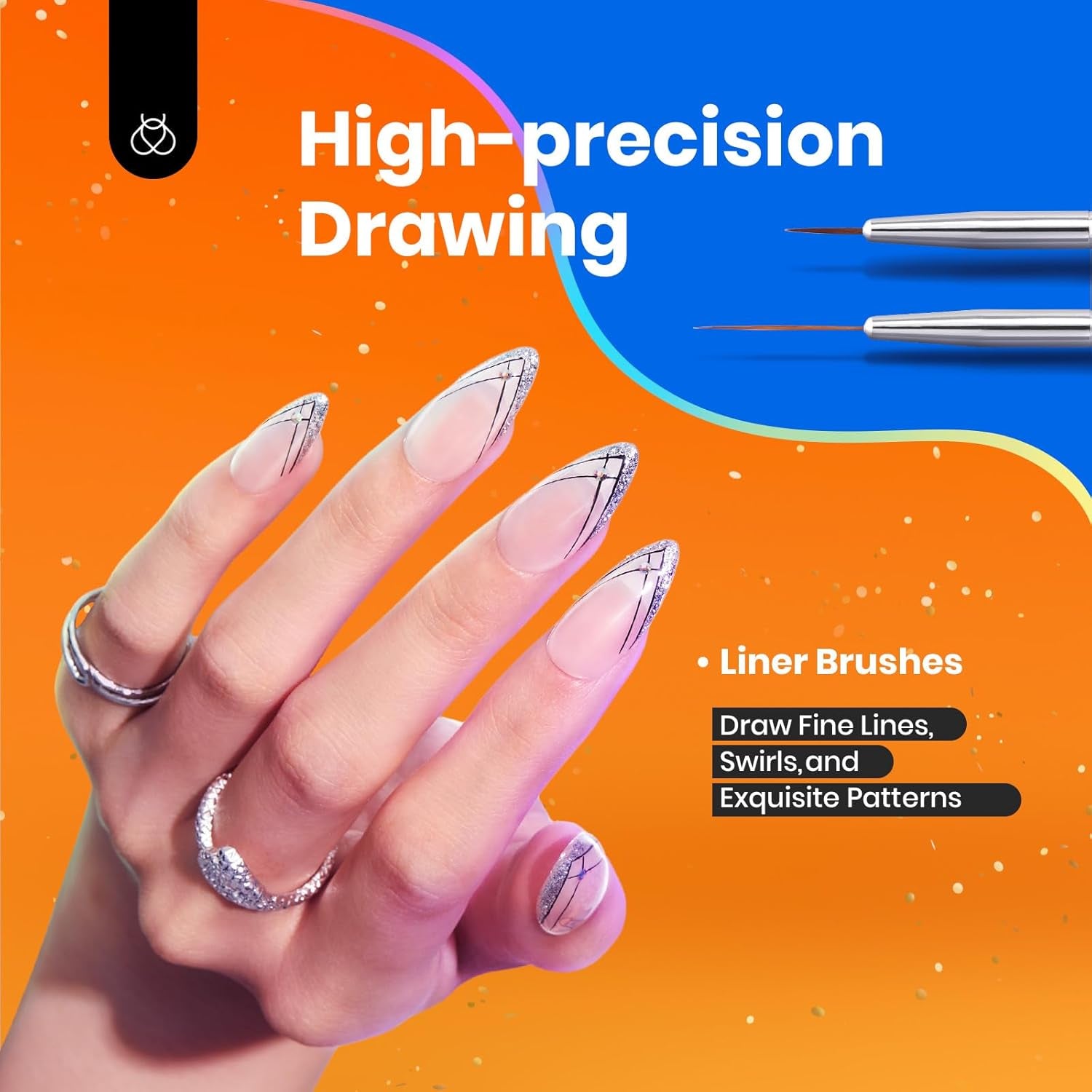 Nail Art Brushes, 6 Pcs Fingernail Art Design Pens, Wood Alloy Handle, Dotting Pen Clean up Liner French Nail Brush Set, DIY Manicure Tools Gift for Women