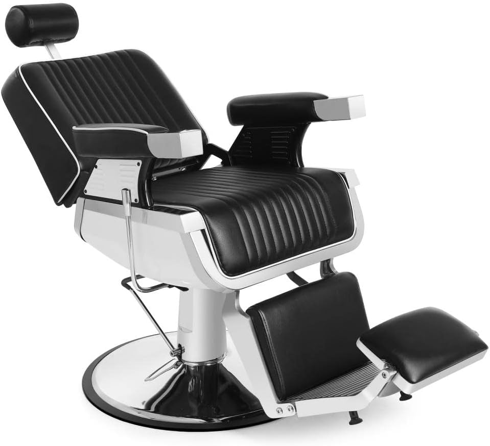 Barber Chair Barbershop Chairs Hydraulic Recline Barber Chairs Salon Chair for Hair Stylist Tattoo Chair Barber Salon Equipment(Black1)