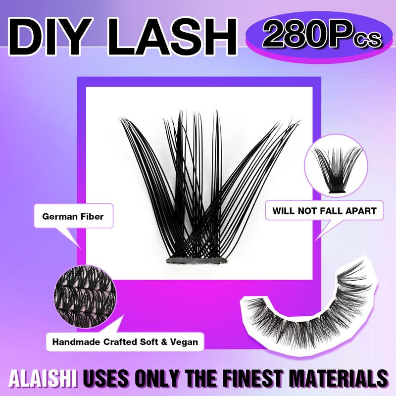 Ailaishi Lash Clusters Kit Natural Individual Lashes Wispy Eyelash Extensions 9-16Mm DIY Lash Extension Kit Lash Bond and Seal Waterproof, Lash Applicator, Thick False Eyelashes Kit