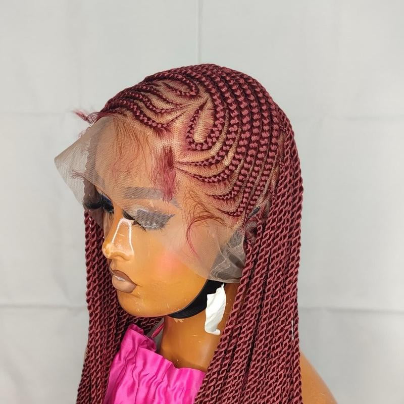 Full Lace Fiber Wig Heart Lemonade Braided Wig for Black American