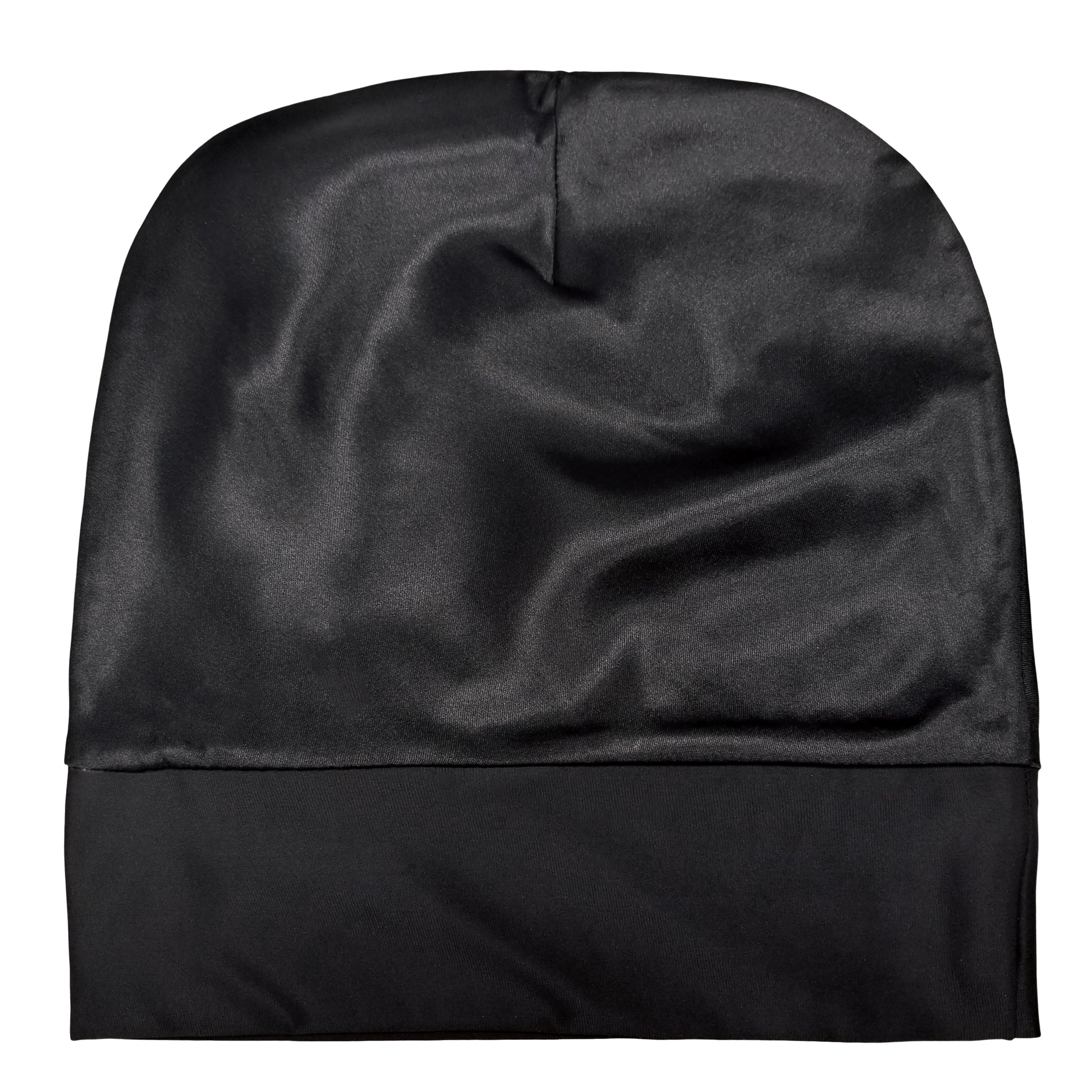 (3 Pack)  Double-Lined Silky Cap, Black