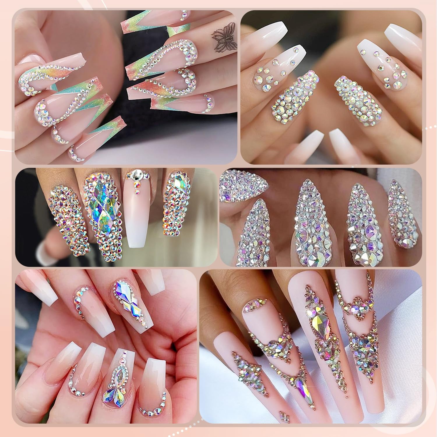 Nail Art Rhinestone Glue Gel&2 Boxes Flatback Gems Kit, 1 Tube of 15Ml Rhinestone Gel Glue+Colorful Gems+Flat Back round Glass Crystal Ab&Clear Gemstones with Pickup Tools