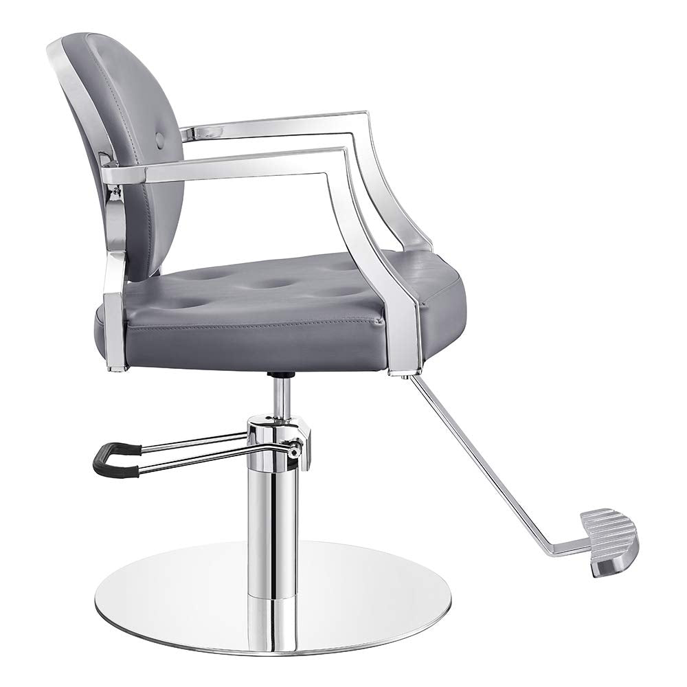 Salon Styling Chair, Heavy Duty Hydraulic Salon Stylist Chair Regent, Grey