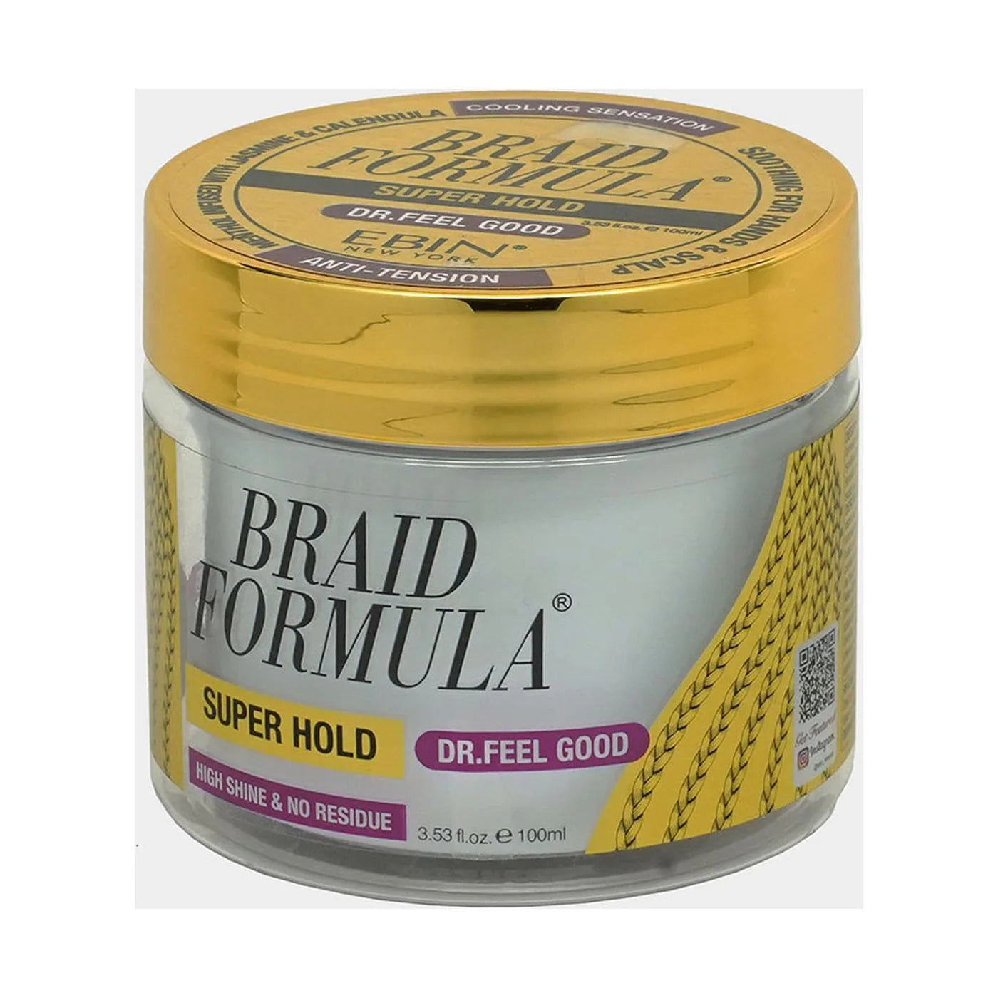 Braid Formula Dr. Feel Good Super Hold, 3.53Fl. Oz. | Menthol Infused to Give Cooling Sensation, Smoothing with High Shine, Long Lasting Hold, Great for Braids, Locks, Twists, No Residue