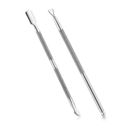 2PCS Cuticle Pusher and Cutter with Storage Case,Professional Cuticle Pusher Nail Polish Remover Stainless Steel Manicure Tool Set,Durable Pedicure Manicure Tools for Fingernails Toenails (Silver)