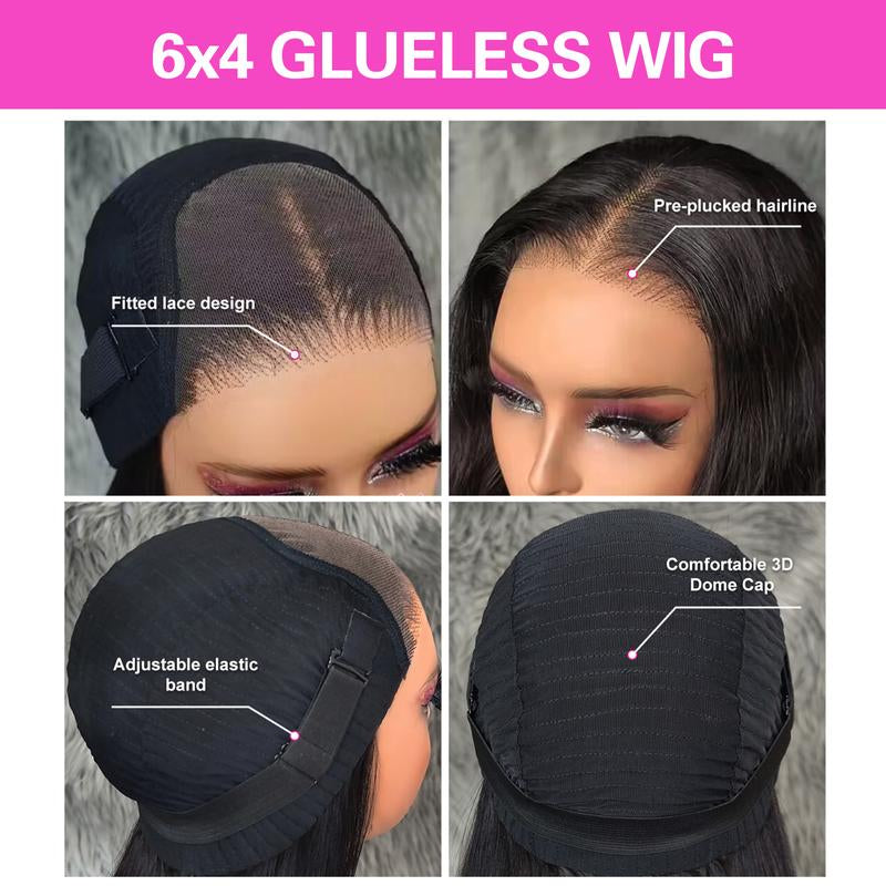 HD Lace Front Wigs Human Hair Kinky Curly Wigs Wear & Go Glueless Lace Wigs for Women No Glue 4X6 Lace Pre Cut Wig Human Hair Wigs Transparent Lace Closure Wigs 180% Density