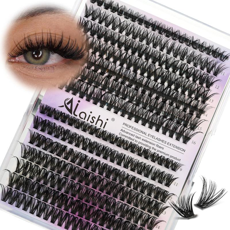 Ailaishi Lash Clusters Kit Natural Individual Lashes Wispy Eyelash Extensions 9-16Mm DIY Lash Extension Kit Lash Bond and Seal Waterproof, Lash Applicator, Thick False Eyelashes Kit