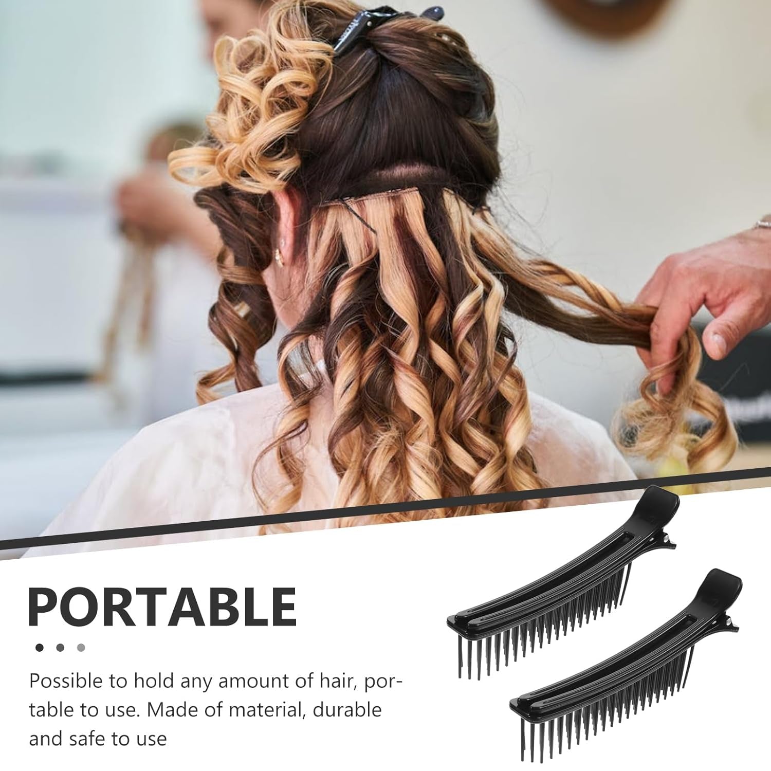 2Pcs Hair Stylist Nonslip Hair Clips Comb for Professional Salon Sectioning Haircuts Dying Hair DIY Accessories