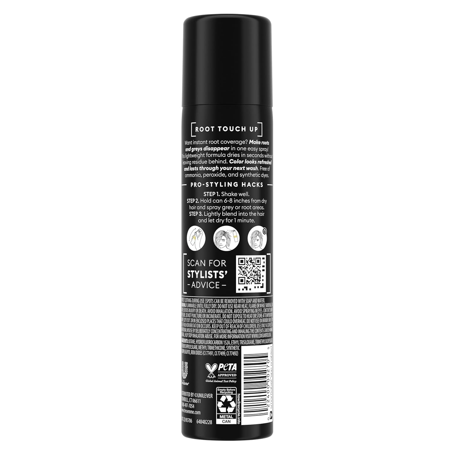 Temporary Hair Color Root Touch-Up Dark Brown Ammonia-Free, Peroxide-Free Root Cover up Spray 2.5 Fl Oz