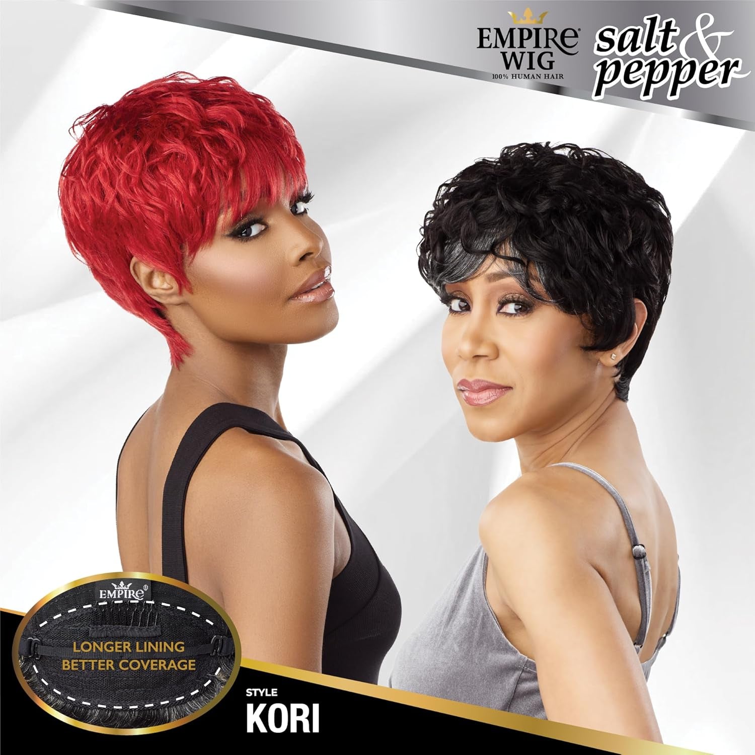 Empire Human Hair Wig - Salt and Pepper Kori Contouring Mesh Cap Heat Safe (1B OFFBLACK)