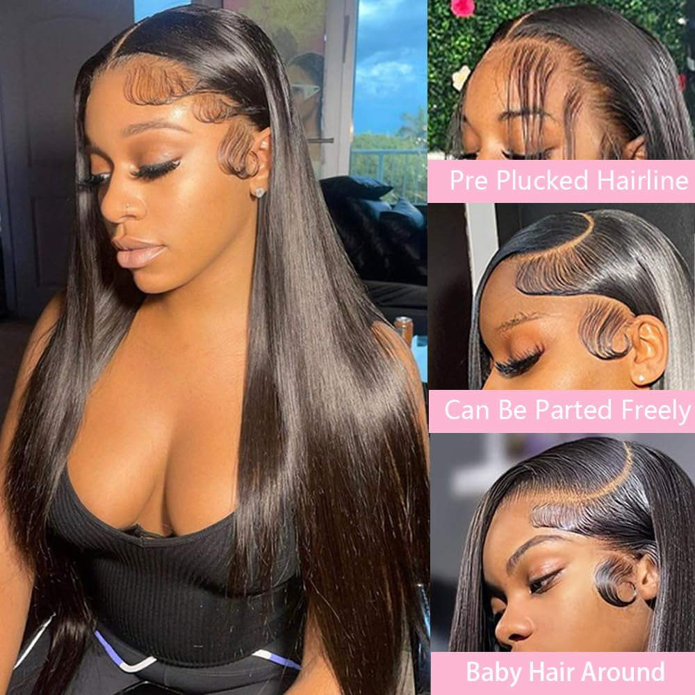Straight Lace Front Wigs Human Hair 13X4 Hd Lace Front Wigs Human Hair Pre Plucked 180 Density Glueless Wigs Human Hair 28 Inch Lace Frontal Wigs Human Hair for Black Women