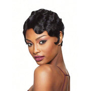 Vintage Short Finger Wave Curly Wigs Pixie Cut Wigs with Bangs