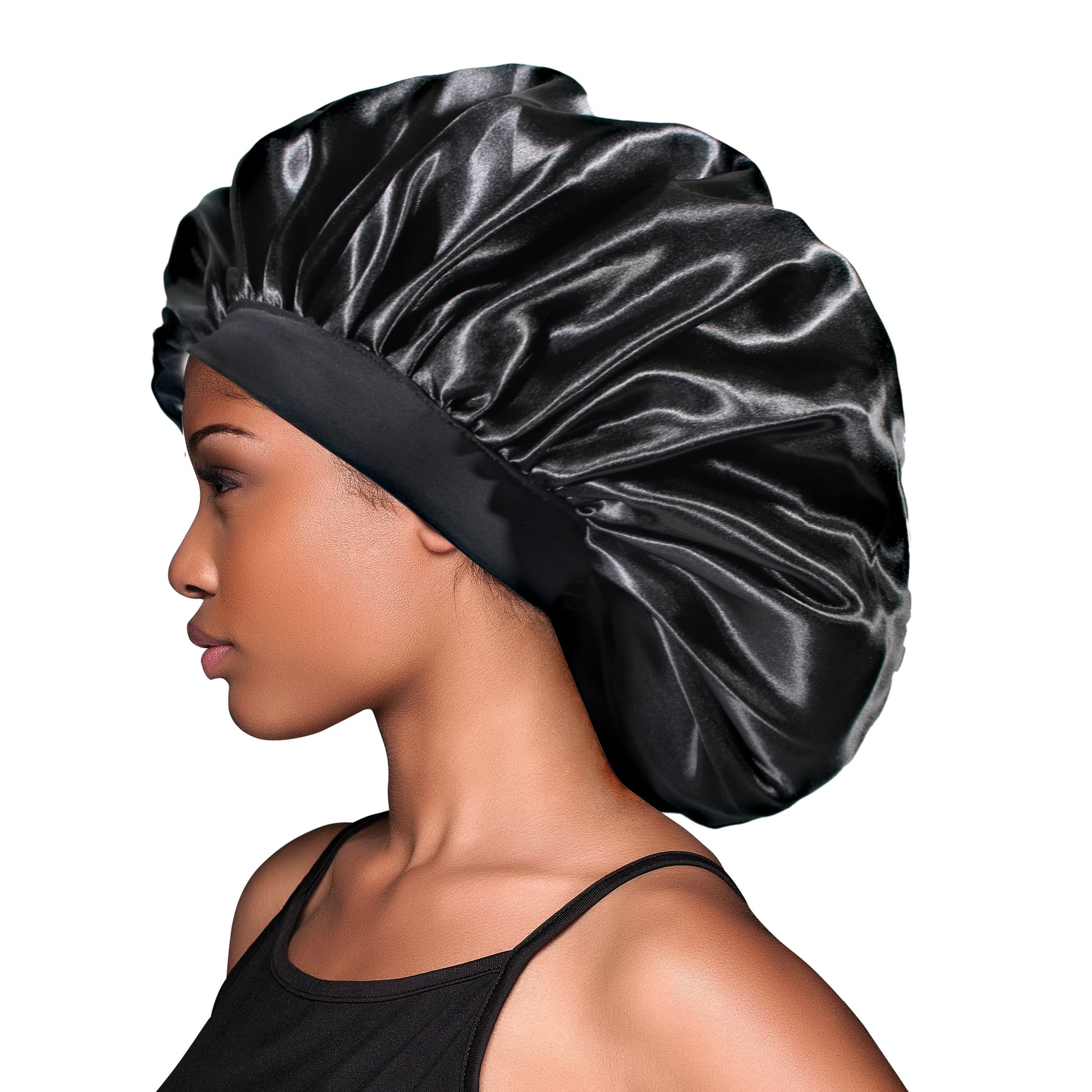 Jumbo Satin Bonnet, Black