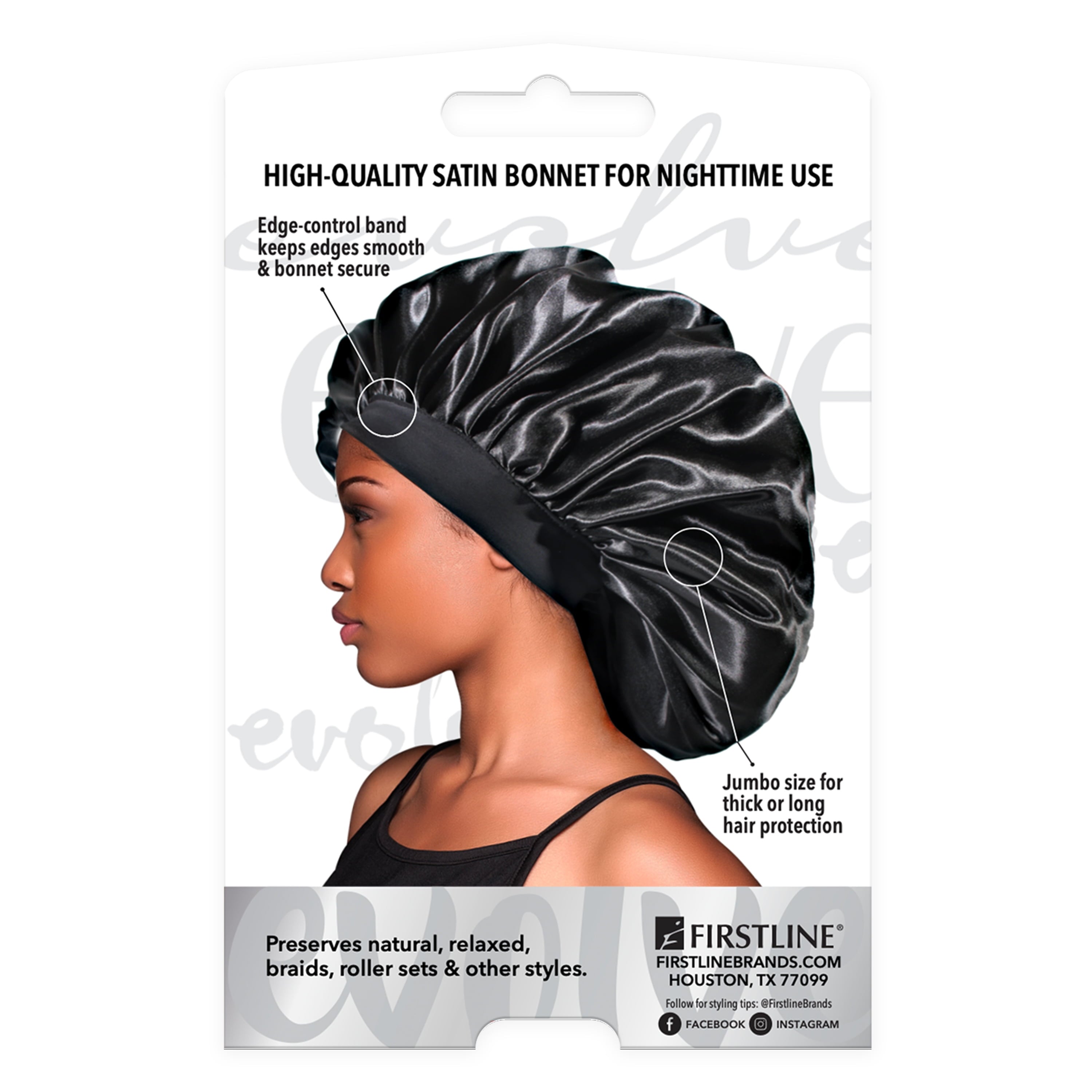 Jumbo Satin Bonnet, Black