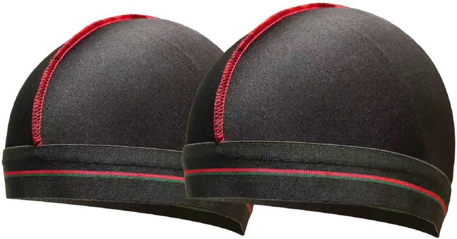 Wave Cap for 360 Waves, Breathable Compression Stocking Cap for Men, Elastic Hair Protector for Sleeping (2 Pack)