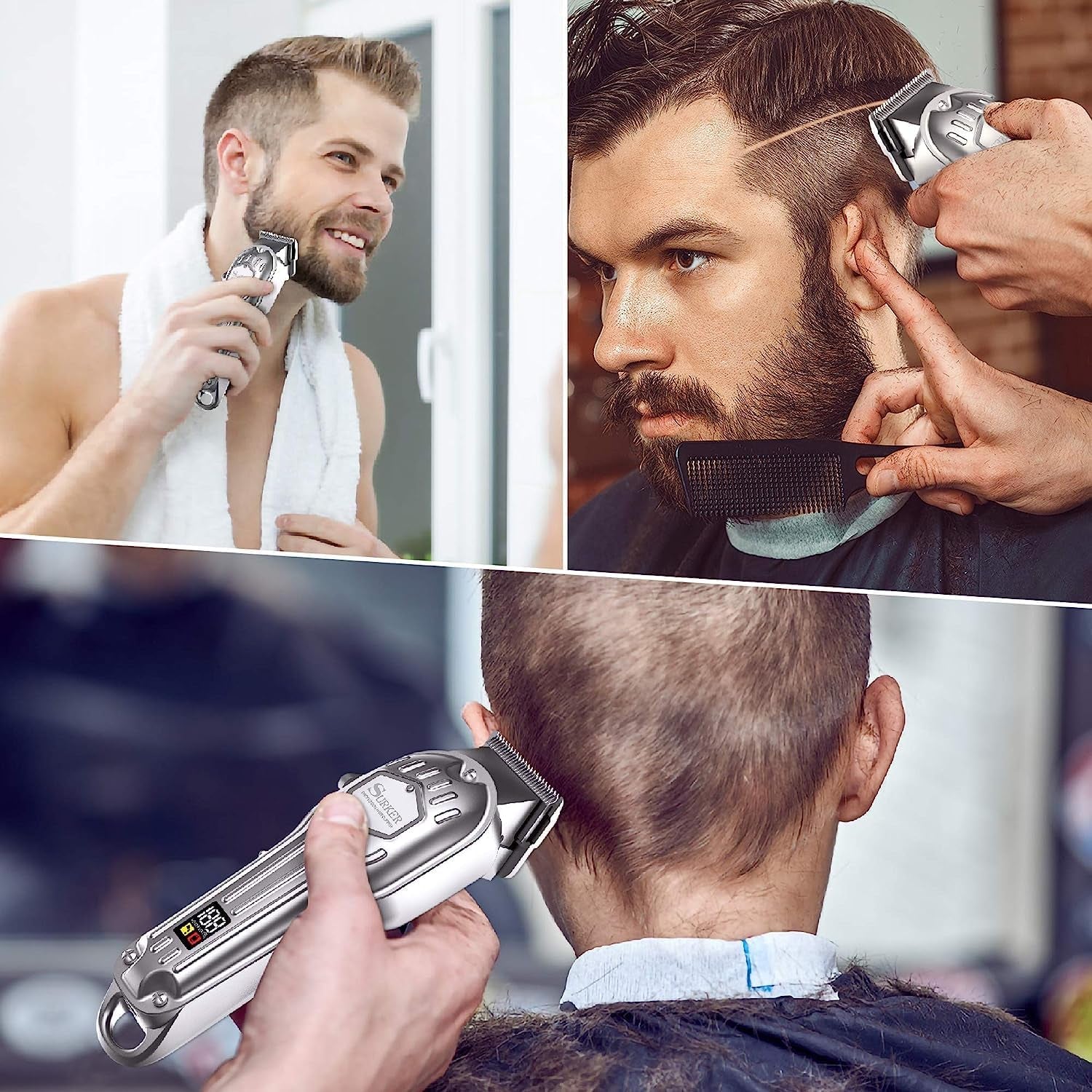 Mens Hair Clippers Cord Cordless Hair Trimmer Professional Haircut Kit for Men Rechargeable LED Display
