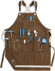 Water-Resistant Work Aprons Heavy Duty Waxed Canvas Tool Apron