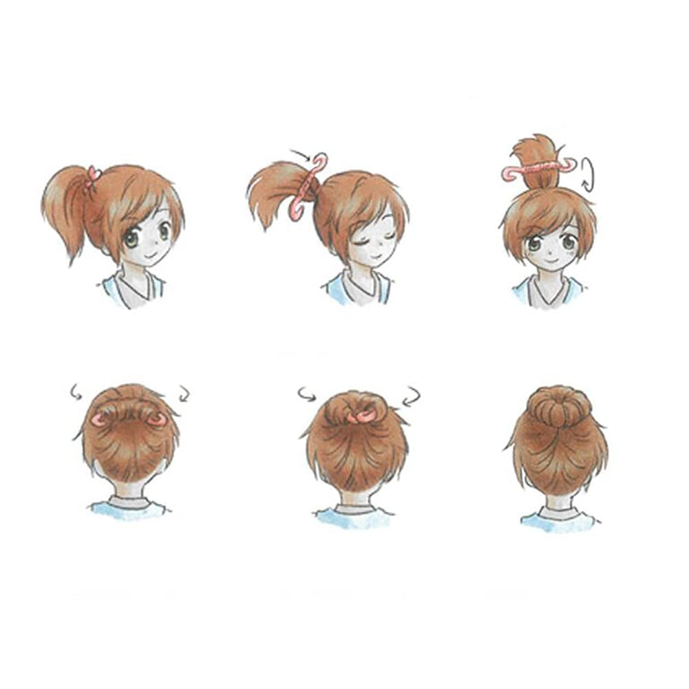 6Pcs Black Plastic Donut Hair Bun Maker Double Hook Hair Styler Twist Braiding Tool for Women