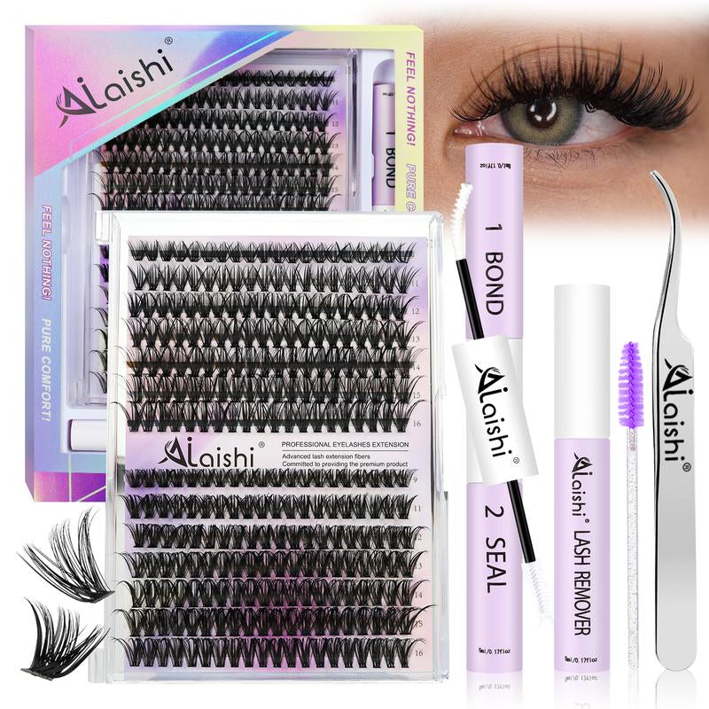 Ailaishi Lash Clusters Kit Natural Individual Lashes Wispy Eyelash Extensions 9-16Mm DIY Lash Extension Kit Lash Bond and Seal Waterproof, Lash Applicator, Thick False Eyelashes Kit