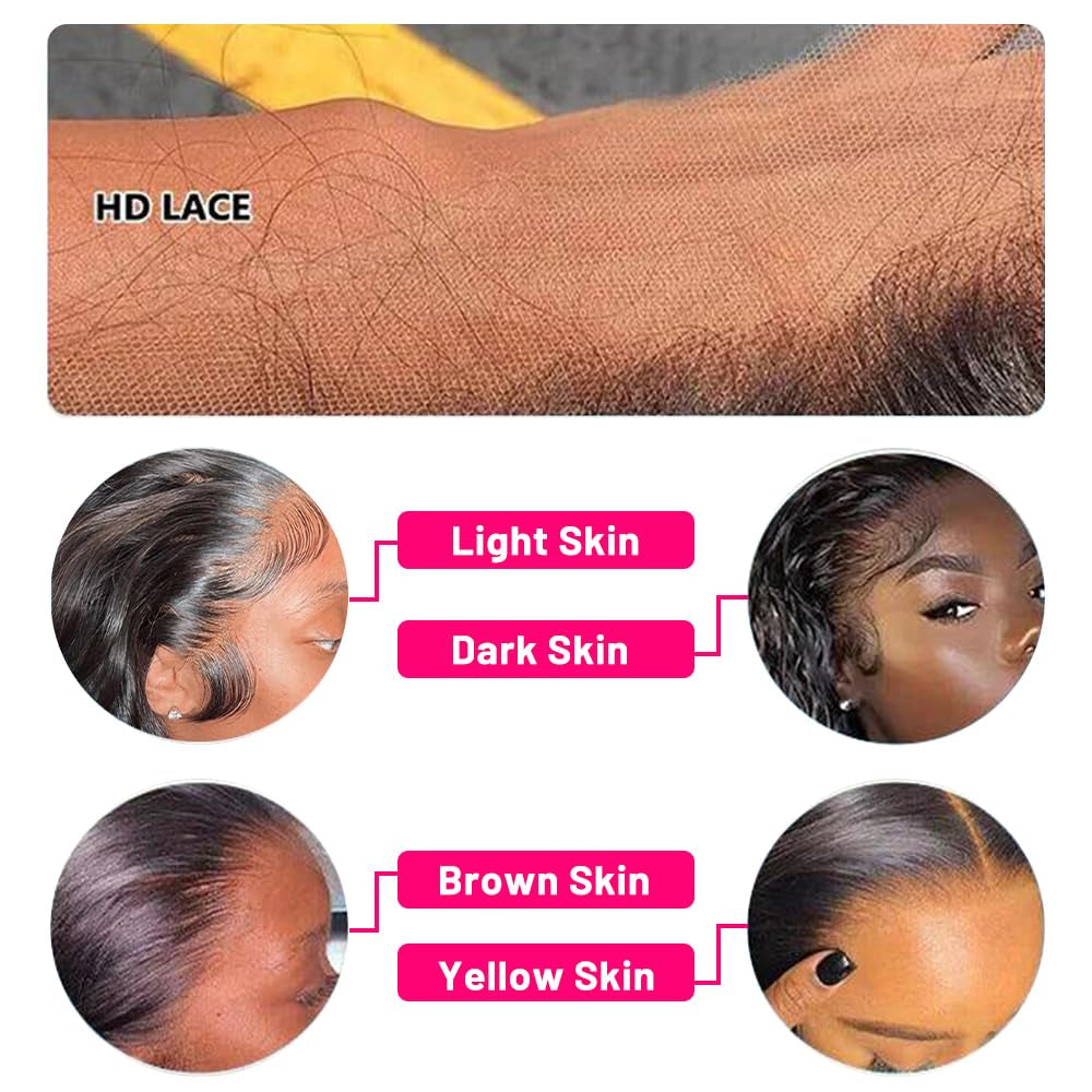 Straight Wigs Human Hair 13X4 Straight Lace Front Human Hair Wig Pre Plucked HD Transparent 30 Inch Lace Frontal Straight Human Hair Wigs for Women with Baby Hair 180 Density Natural Black