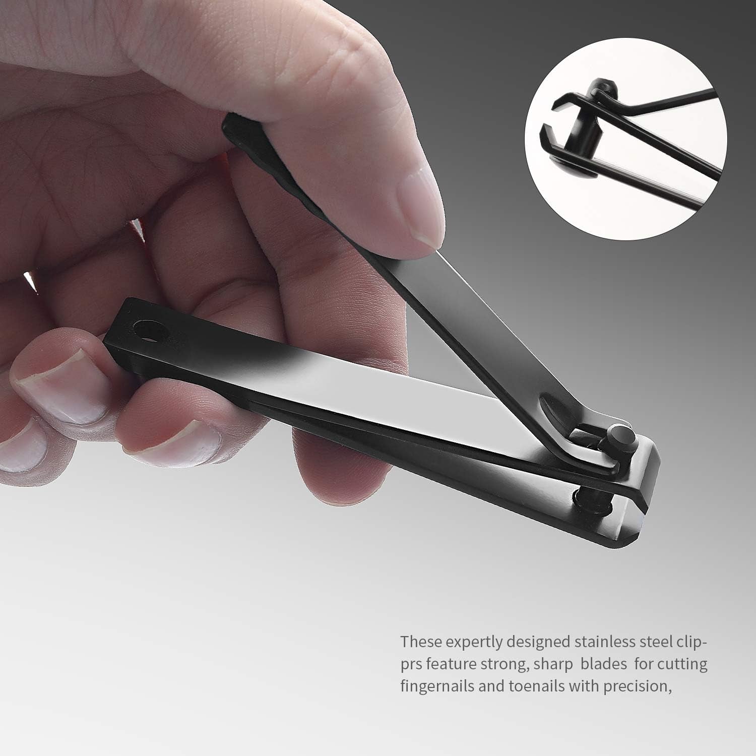 Nail Clippers Set Black Stainless Steel Nail Cutter& Sharp Oblique Toe Nail Clipper & Nail File 4 Pieces, Men and Women Suitable for Gifts.