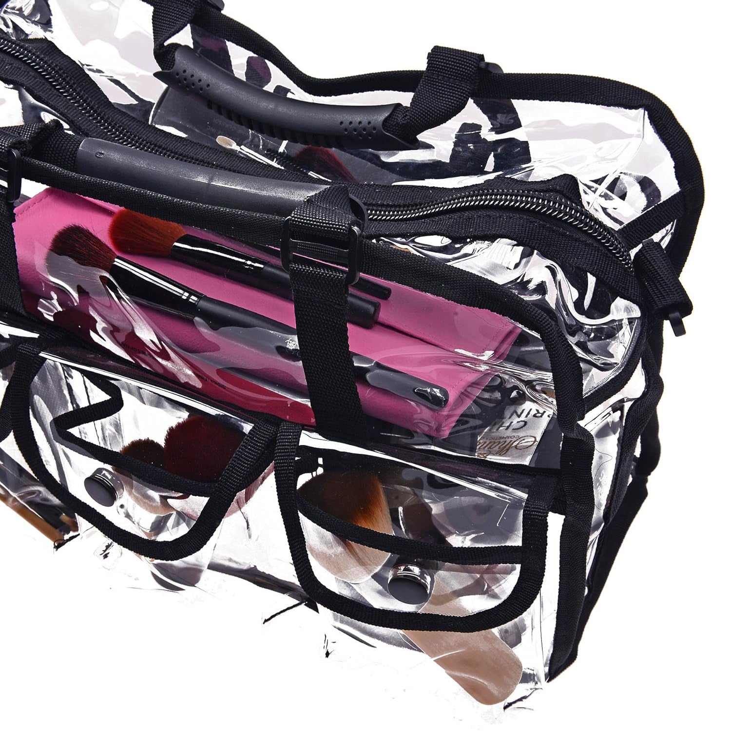 Clear Makeup Bag, Pro Mua Rectangular Bag with Shoulder Strap, Large