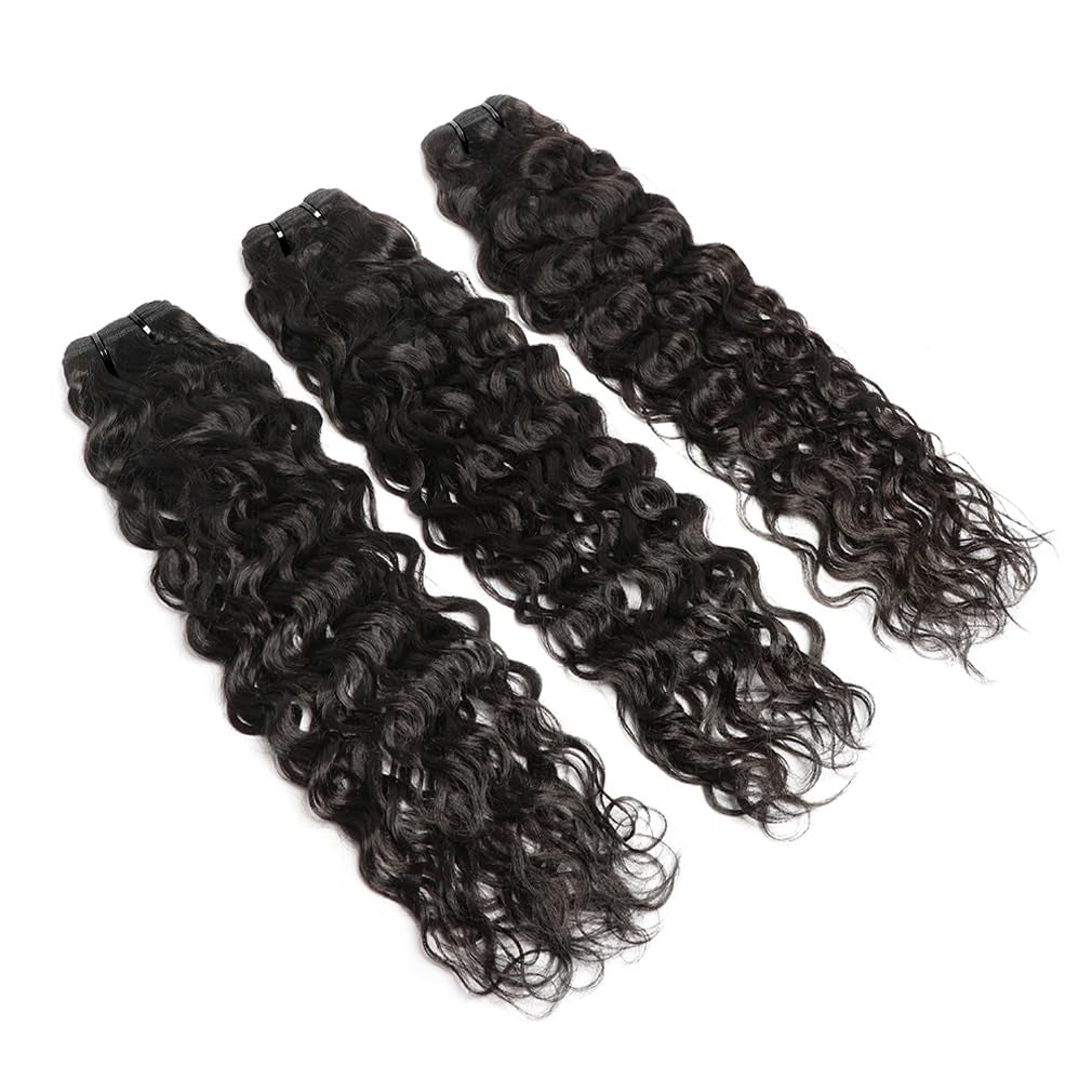 Water Wave Human Hair Bundles 100% Unprocessed Virgin Human Hair 26 28 30 Inch Water Wave 3 Bundles Curly Human Hair Brazilain Weave Bundles Natural Black