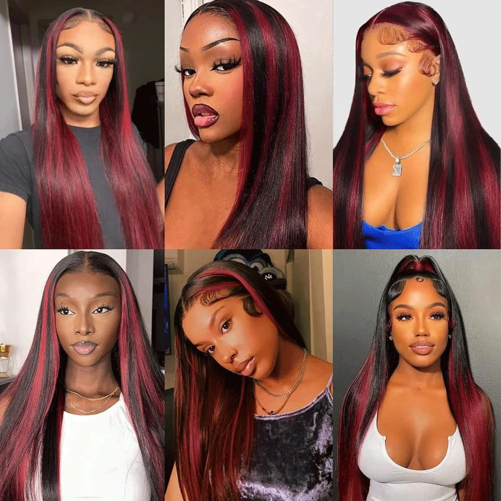 P1B99J Bundles Highlight Straight Human Hair Bundles Wine Red Bundles Human Hair 30 30 30 Inch Two Tone Fb99J Burgundy Straight Bundles Ombre Burgundy Bundles