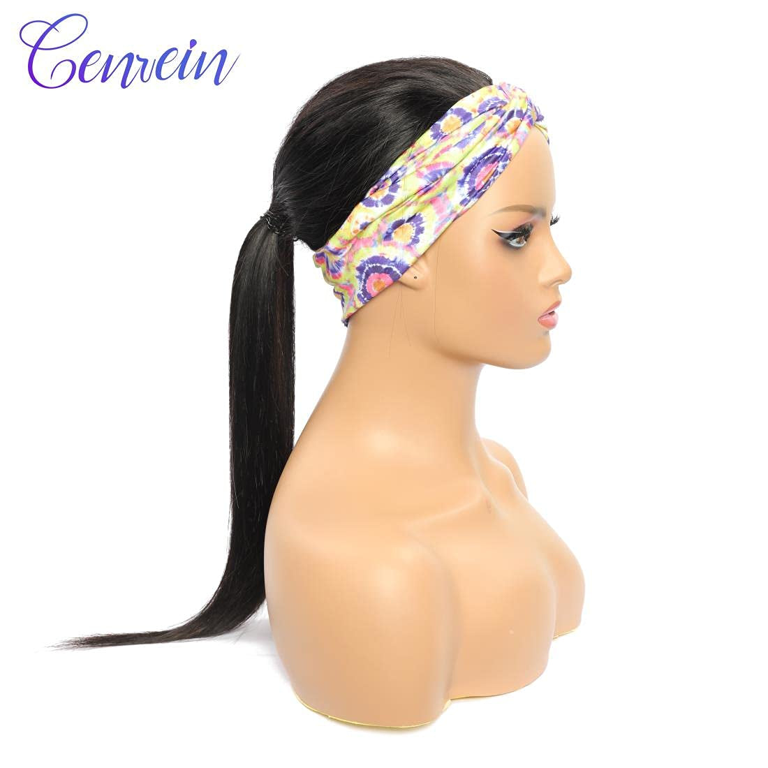 Brazilian Straight Human Hair Headband Wigs for Black Women Glueless None Lace Front Virgin Straight Human Hair Wigs 150% Density Natural Color 16 Inch