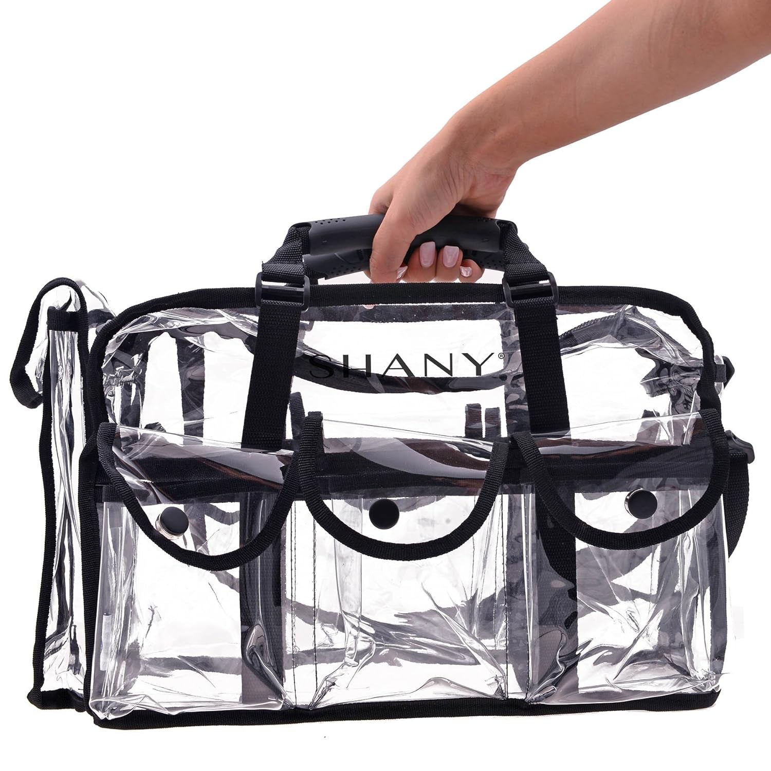 Clear Makeup Bag, Pro Mua Rectangular Bag with Shoulder Strap, Large