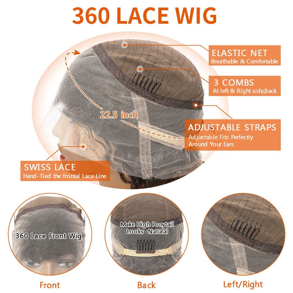 HD 360 Lace Front Wigs Human Hair Pre Plucked Full Lace Wigs for Black Women Human Hair Frontal Wig Human Hair 180 Density Deep Wave 18 Inch 360 Wig Full Lace 360 Wig