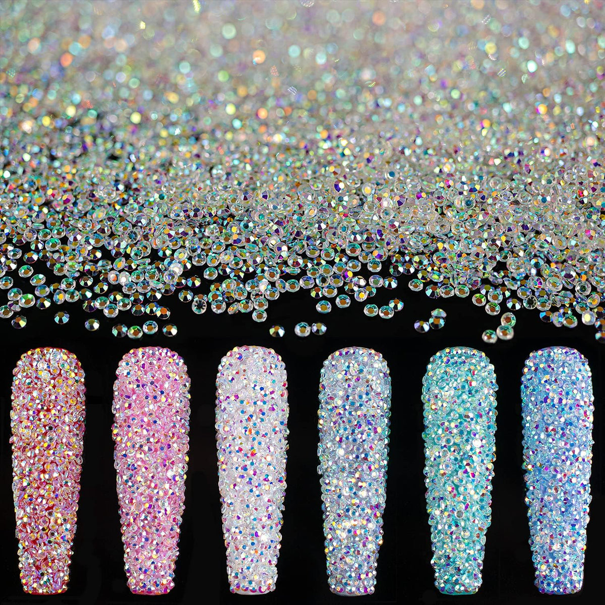 Mini Magic Rhinestone Tiny Nail Rhinestones 5000Pcs 1.2Mm Mini Pixie AB Glass Crystals for N ...
