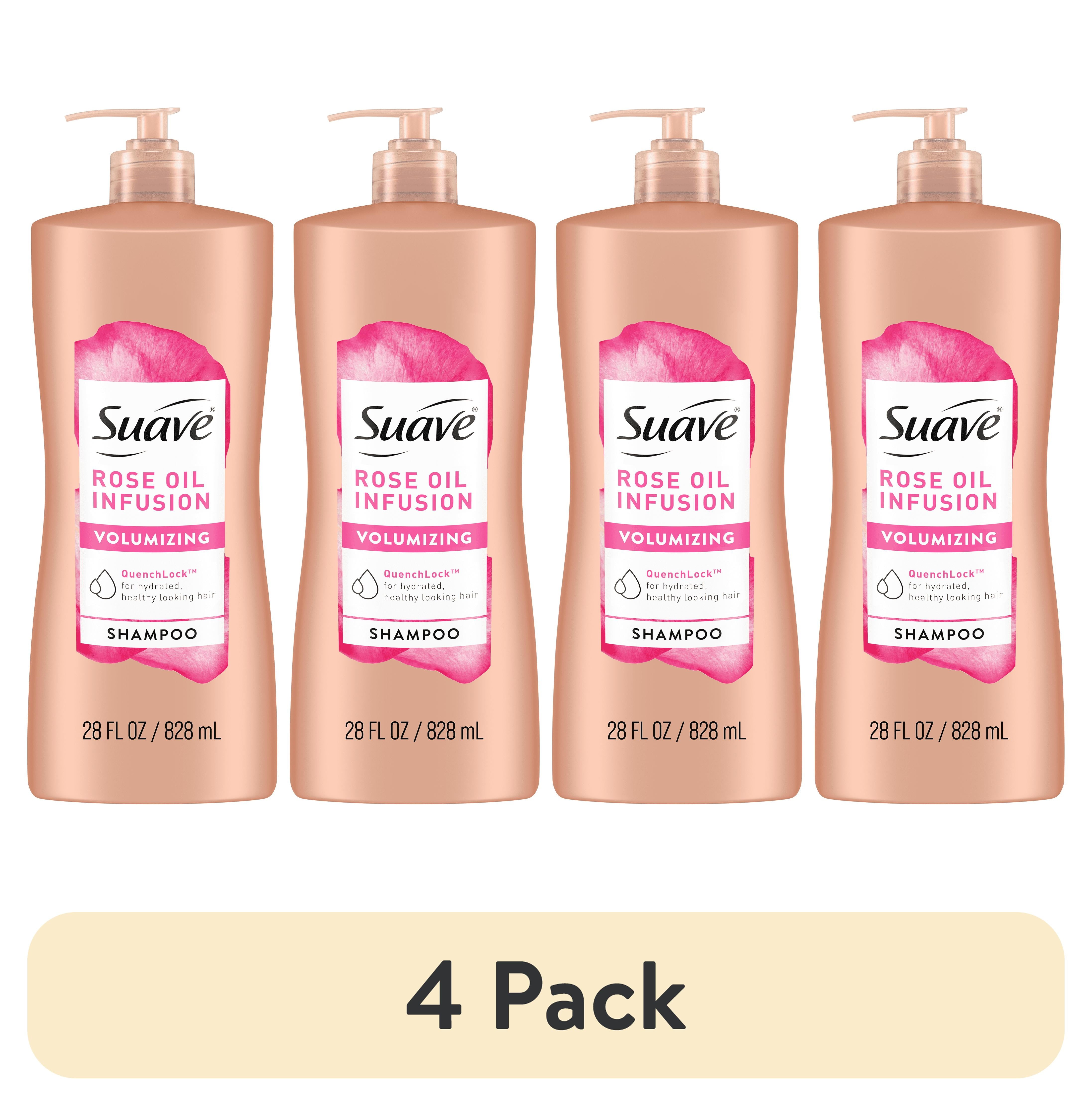 (4 Pack)  Professionals Rose Oil Infusion Shampoo with Pump, Volumizing, All Ages, 28 Fl Oz
