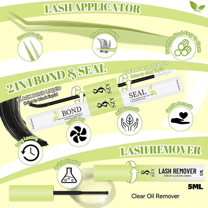 SZY Fairy Lash Clusters Kit Manga Lash Extension Kit D Curl 154Pcs Eyelash Extension Kit Wispy Natural Invisible Band Lash Kit with Waterproof DIY Lash Extension Kit at Home(Fairy-D-10-18Mix) Makeup Cosmetic Lashcluster Natural Lash Clusters