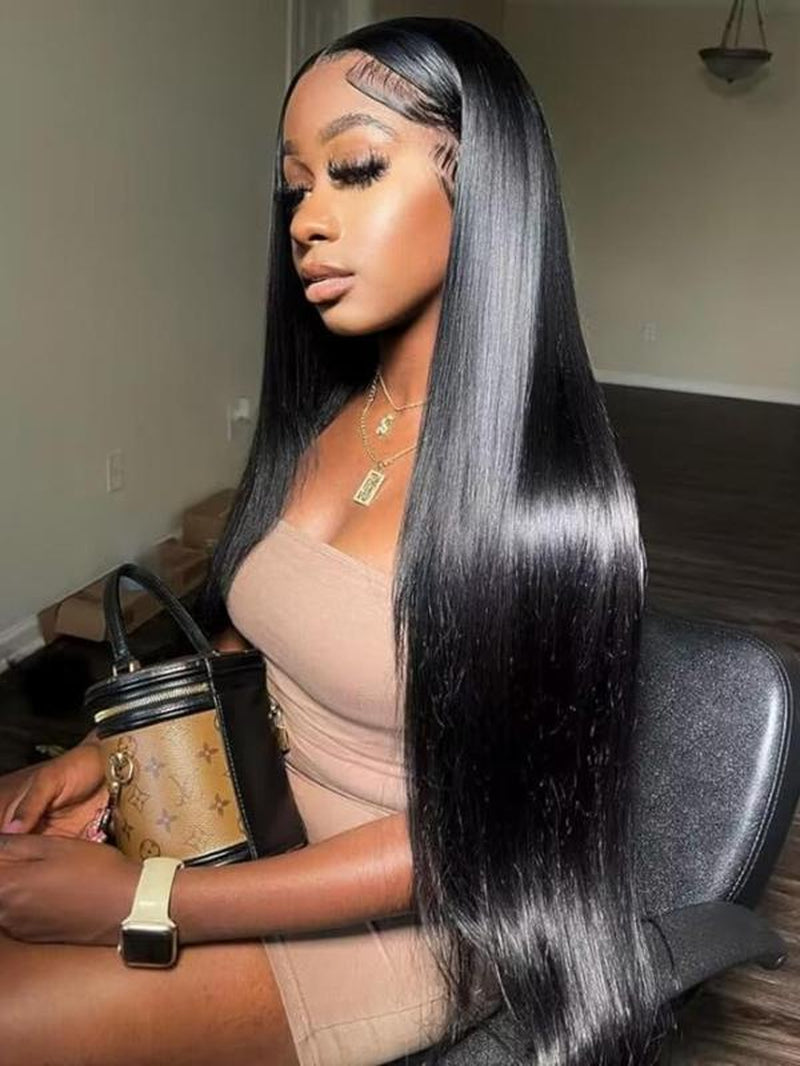 32 Inch Burgundy Long Straight Wigs for Women, Gorgeous Fluffy Wigs without Bangs, Synthetic Lace Front Wigs for Party, Daily Use, Birthday Outfits 2024 Glueless Wigs