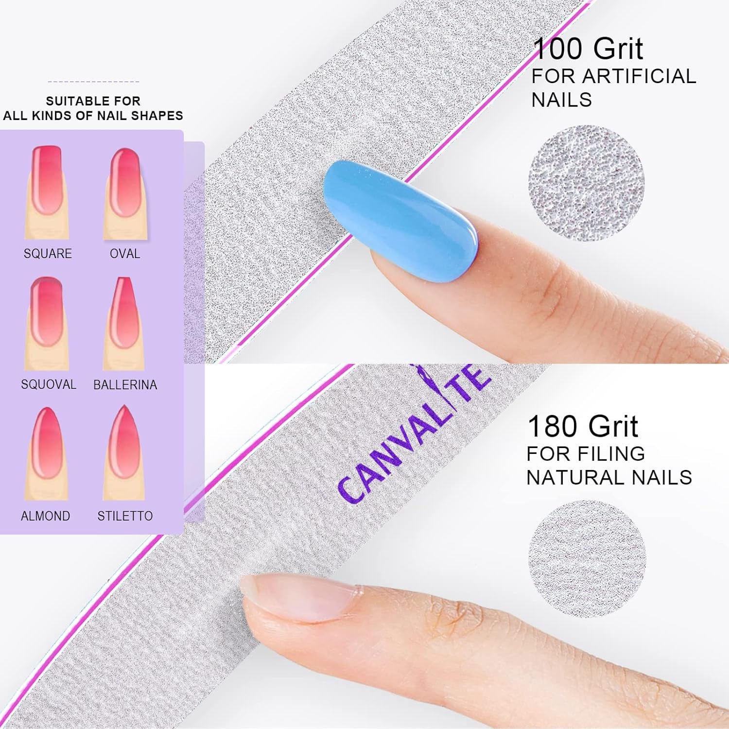 10 PCS Nail File Professional Nail Files Reusable Double Sided Emery Board(100/180 Grit) Nail Styling Tools for Home and Salon Use Christmas Gifts for Women