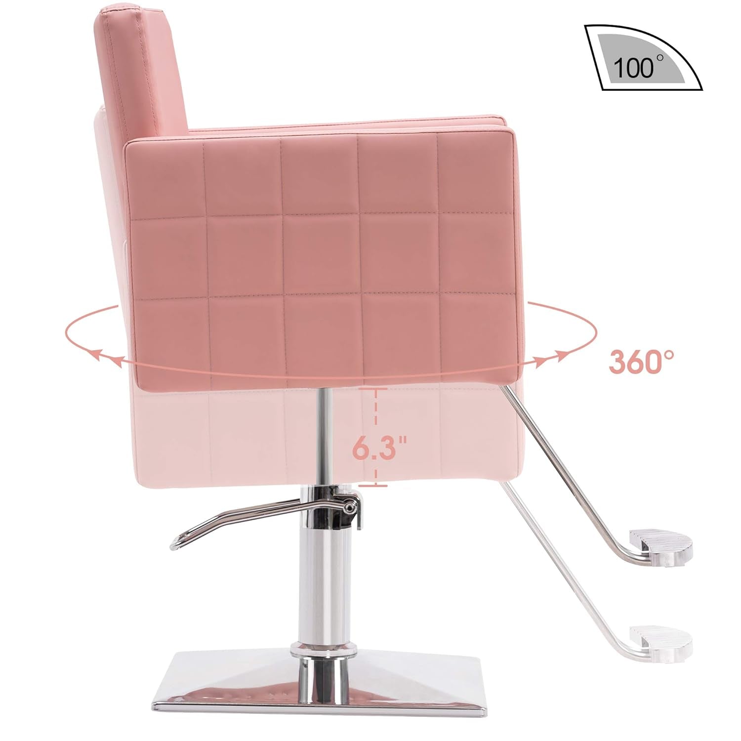 Salon Chair for Hair Stylist,Hydraulic Barber Styling Chair, Beauty Spa Equipment 8821 (Pink)