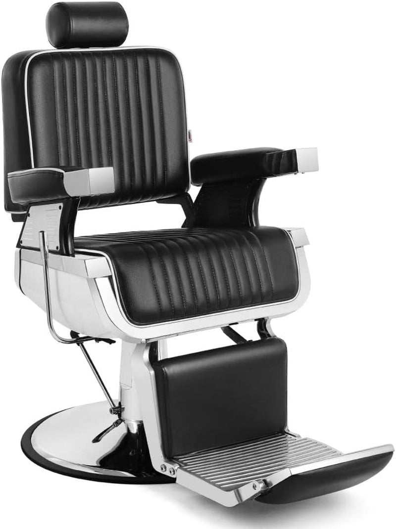Barber Chair Barbershop Chairs Hydraulic Recline Barber Chairs Salon Chair for Hair Stylist Tattoo Chair Barber Salon Equipment(Black1)