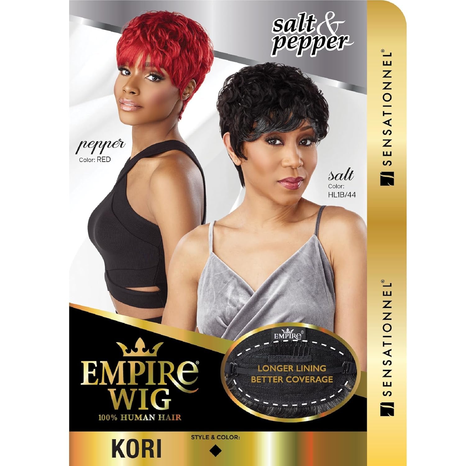 Empire Human Hair Wig - Salt and Pepper Kori Contouring Mesh Cap Heat Safe (1B OFFBLACK)