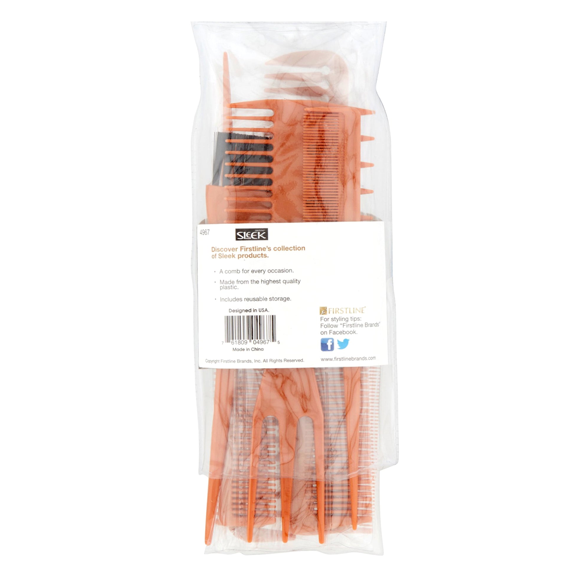 Assorted Comb Set, Brown, 10 Count