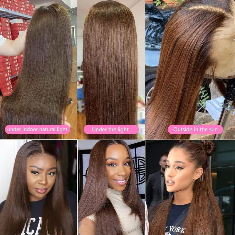 13X4 Lace Front Human Hair 26Inch Straight #4 Wig 180% Density