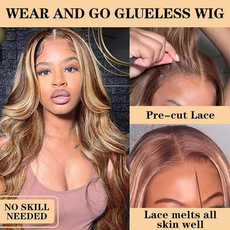 28 Inch Wear and Go Glueless Wigs Human Hair Pre Plucked Pre Cut 5X5 HD Transparent Lace Closure Wigs Human Hair 180% Density Benin Girls Wig P4/27 Highlight Ombre Body Wave Lace Front Wigs Human Hair Dealsforyoudays