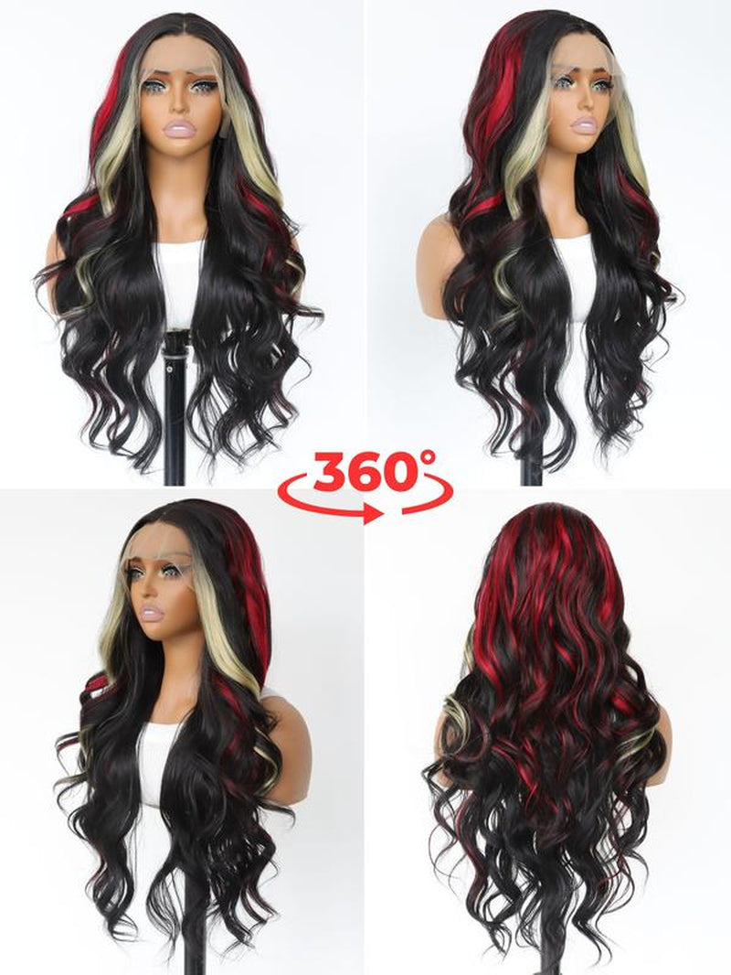 28 Inch Lace Front Wigs for Women, Gorgeous Fluffy Wigs without Bangs, Synthetic Lace Front Wigs for Party, Daily Use