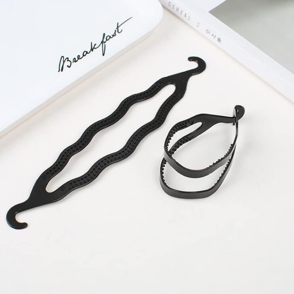 6Pcs Black Plastic Donut Hair Bun Maker Double Hook Hair Styler Twist Braiding Tool for Women